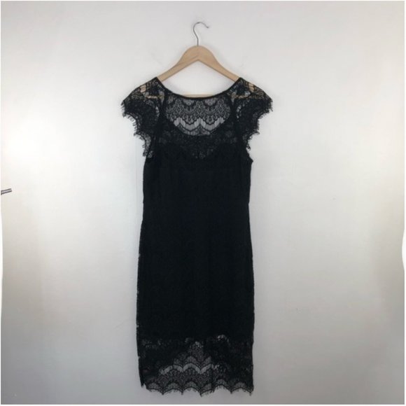 FREE PEOPLE PEAKABOO Lace Bodycon Slip Black Dress S - Picture 9 of 14
